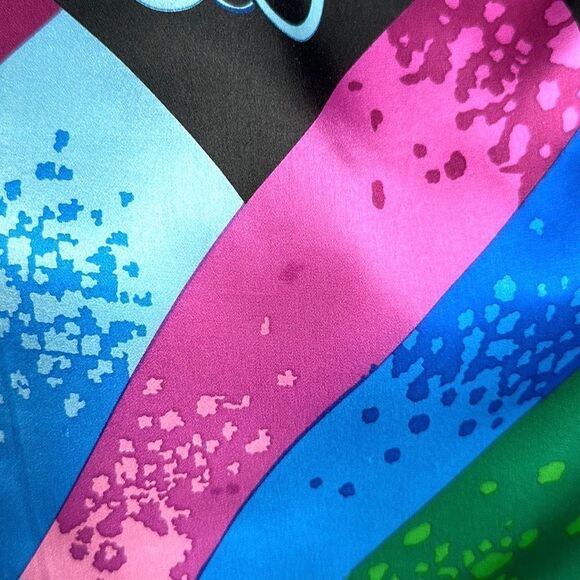 Rush Limbaugh Vintage Silk Black with Blue Pink Green Hand Rolled Scarf - Picture 13 of 13